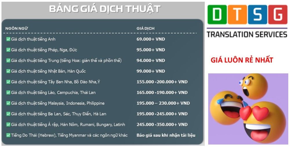 Báo giá dịch thuật công chứng Hồ sơ xuất khẩu lao động tại Hậu Giang - DTSG